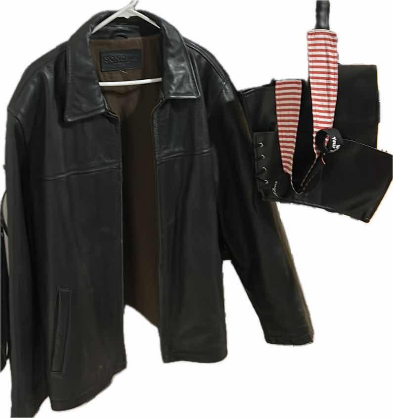 Photo 1 of MANS LEATHER JACKET AND PIRATE ACCESSORIES FOR HALLOWEEN