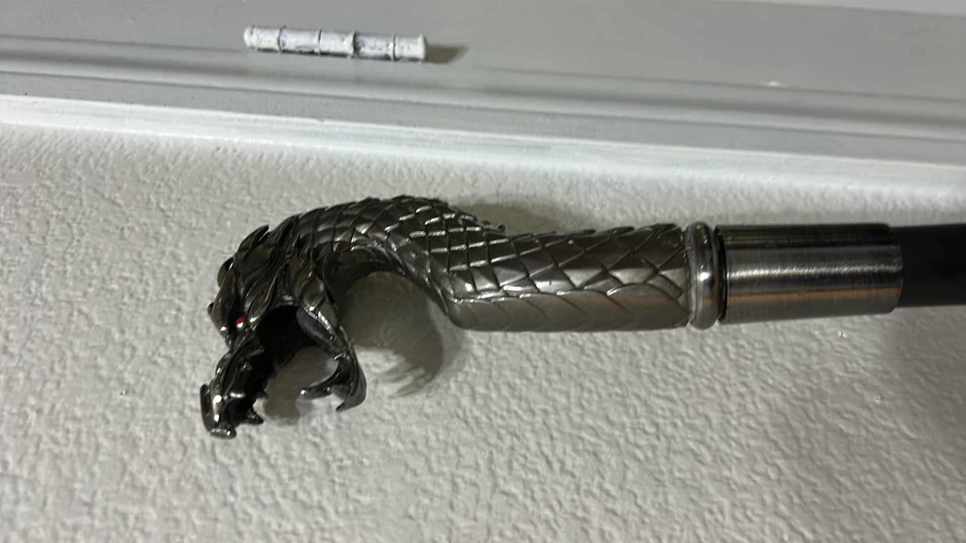 Photo 1 of REPLICA OF LUCIUS MALFOY’S WALKING STICK FROM THE HARRY POTTER SERIES, MADE OF METAL & WOOD  H35”