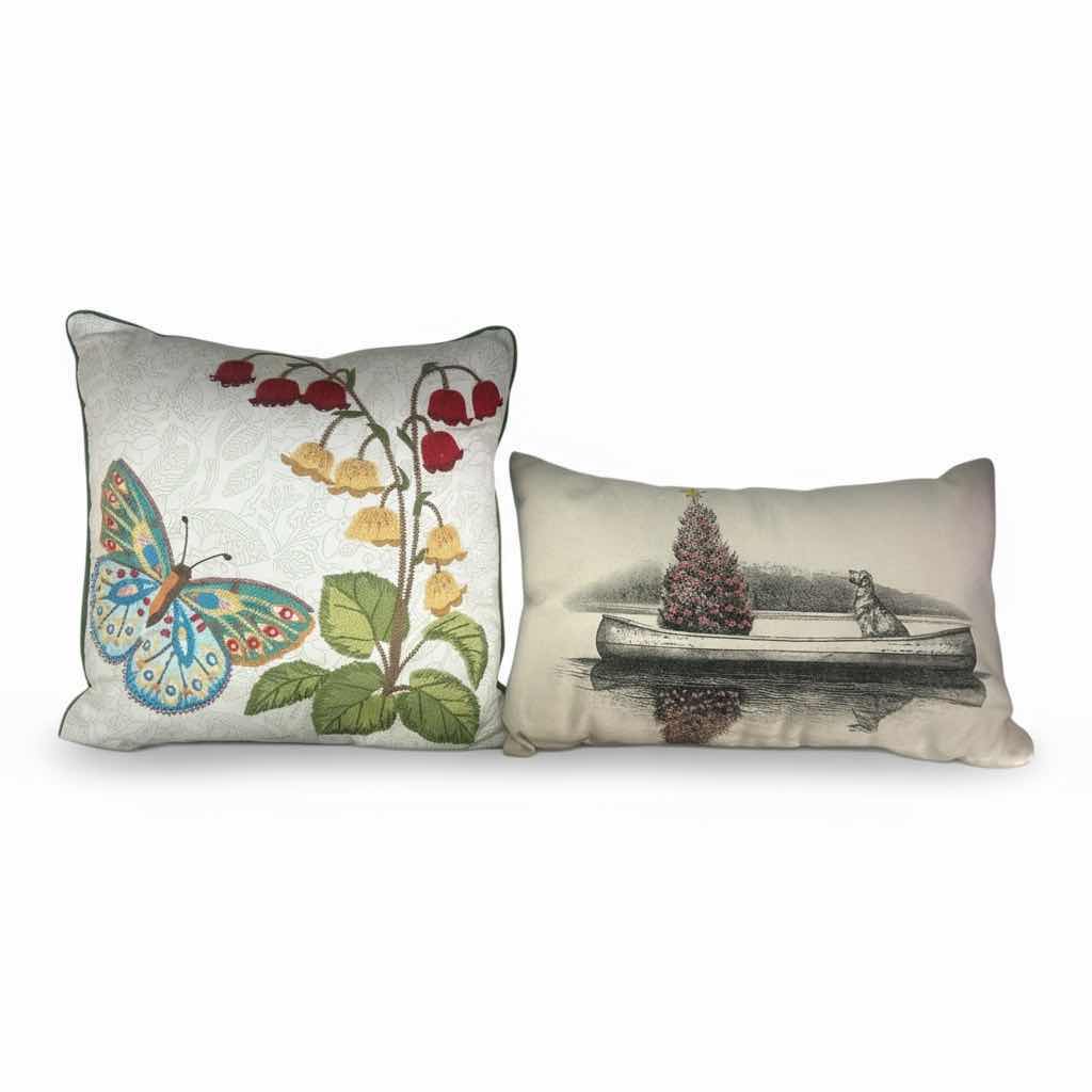 Photo 1 of 2 DECORATIVE PILLOWS- BUTTERFLY 15” X 15” AND CHRISTMAS