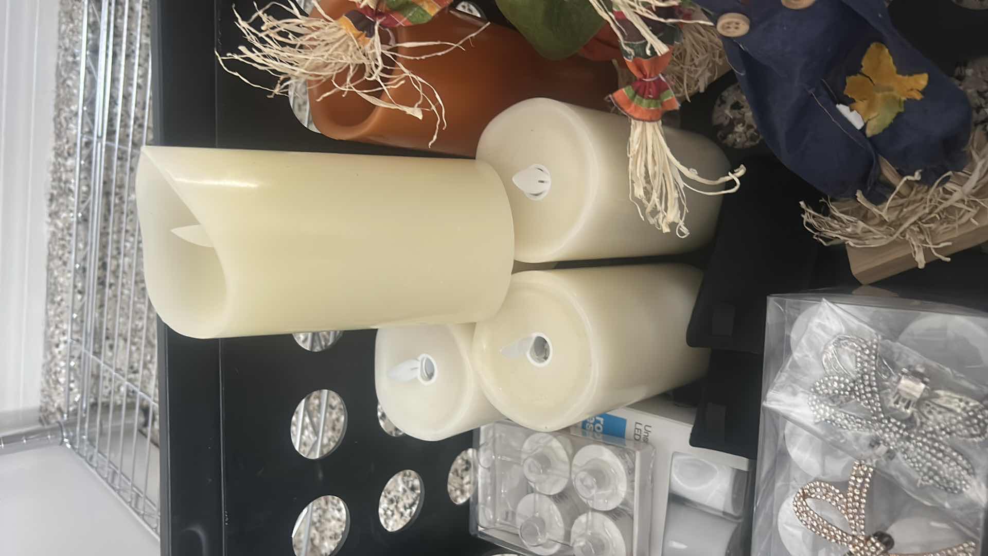 Photo 1 of TOTE WITH CANDLES AND 2 SCARECROWS