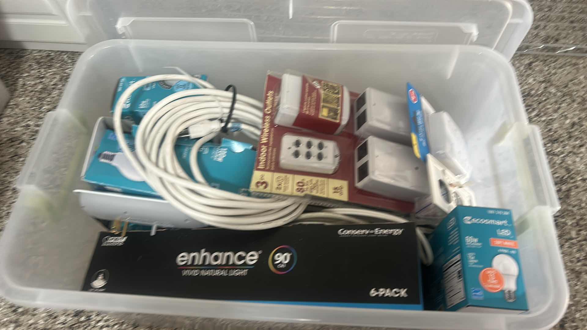 Photo 1 of TOTE WITH LIGHT BULBS AND HOME IMPROVEMENT ITEMS