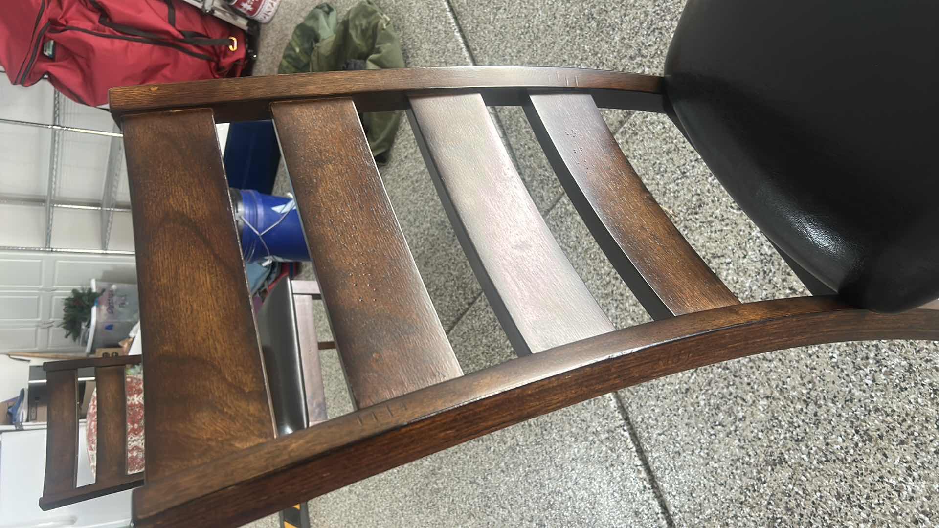 Photo 1 of 2 KONA MANGO LADDER BACK SIDE CHAIRS WOOD WITH BLACK SEATS SEAT HEIGHT 18”, TOTAL HEIGHT 39”