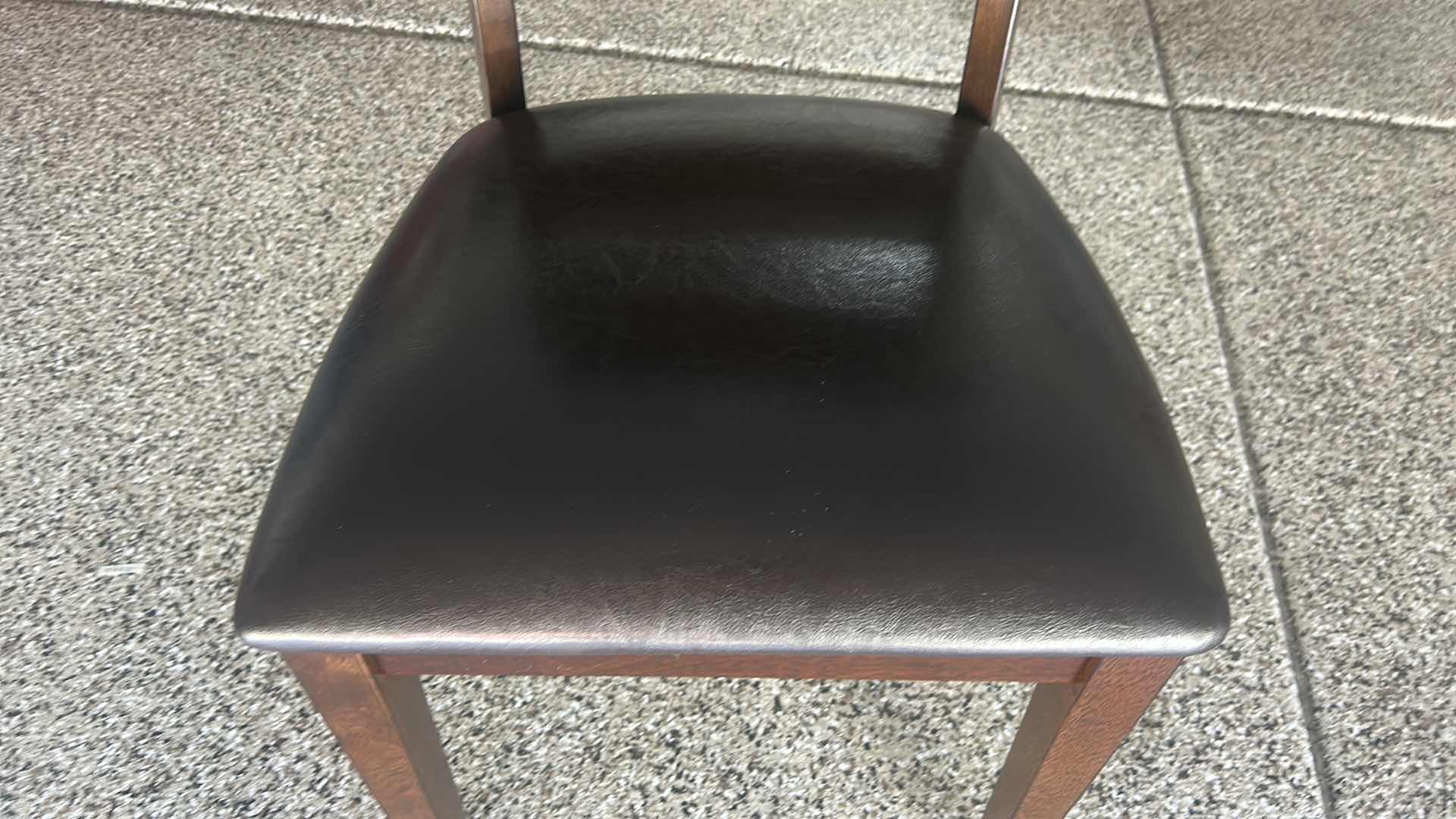 Photo 1 of 2 KONA MANGO LADDER BACK SIDE CHAIRS WOOD WITH BLACK SEATS SEAT HEIGHT 18”, TOTAL HEIGHT 39”