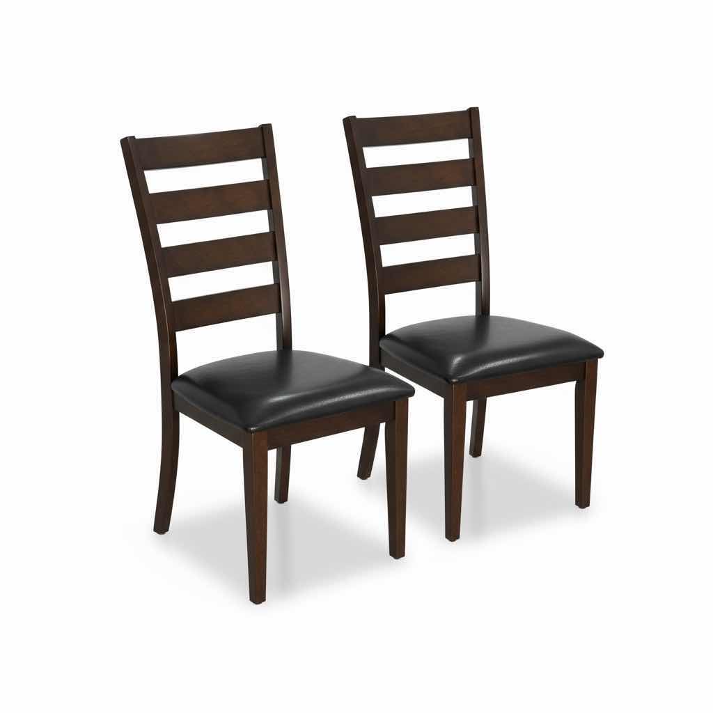 Photo 1 of 2 KONA MANGO LADDER BACK SIDE CHAIRS WOOD WITH BLACK SEATS SEAT HEIGHT 18”, TOTAL HEIGHT 39”