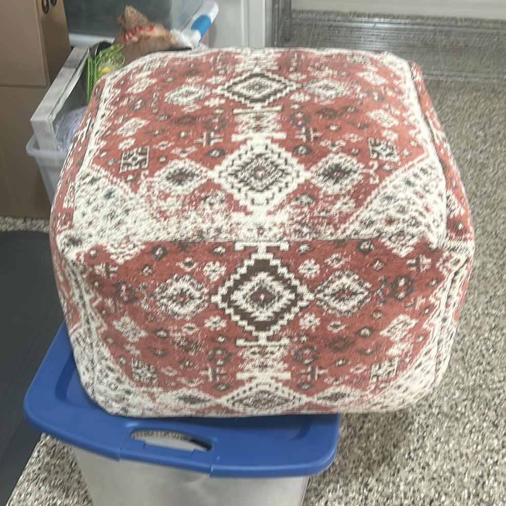 Photo 1 of WOVEN POOF WITH AZTEC DESIGN  24“ x H15“