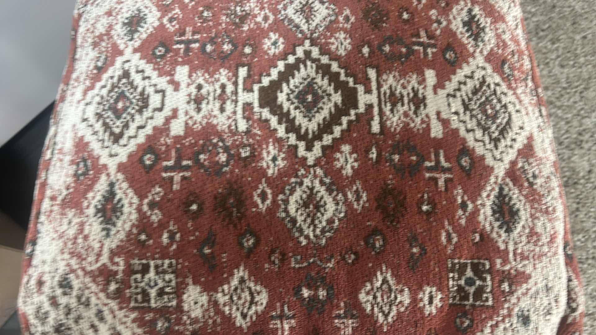 Photo 1 of WOVEN POOF WITH AZTEC DESIGN  24“ x H15“