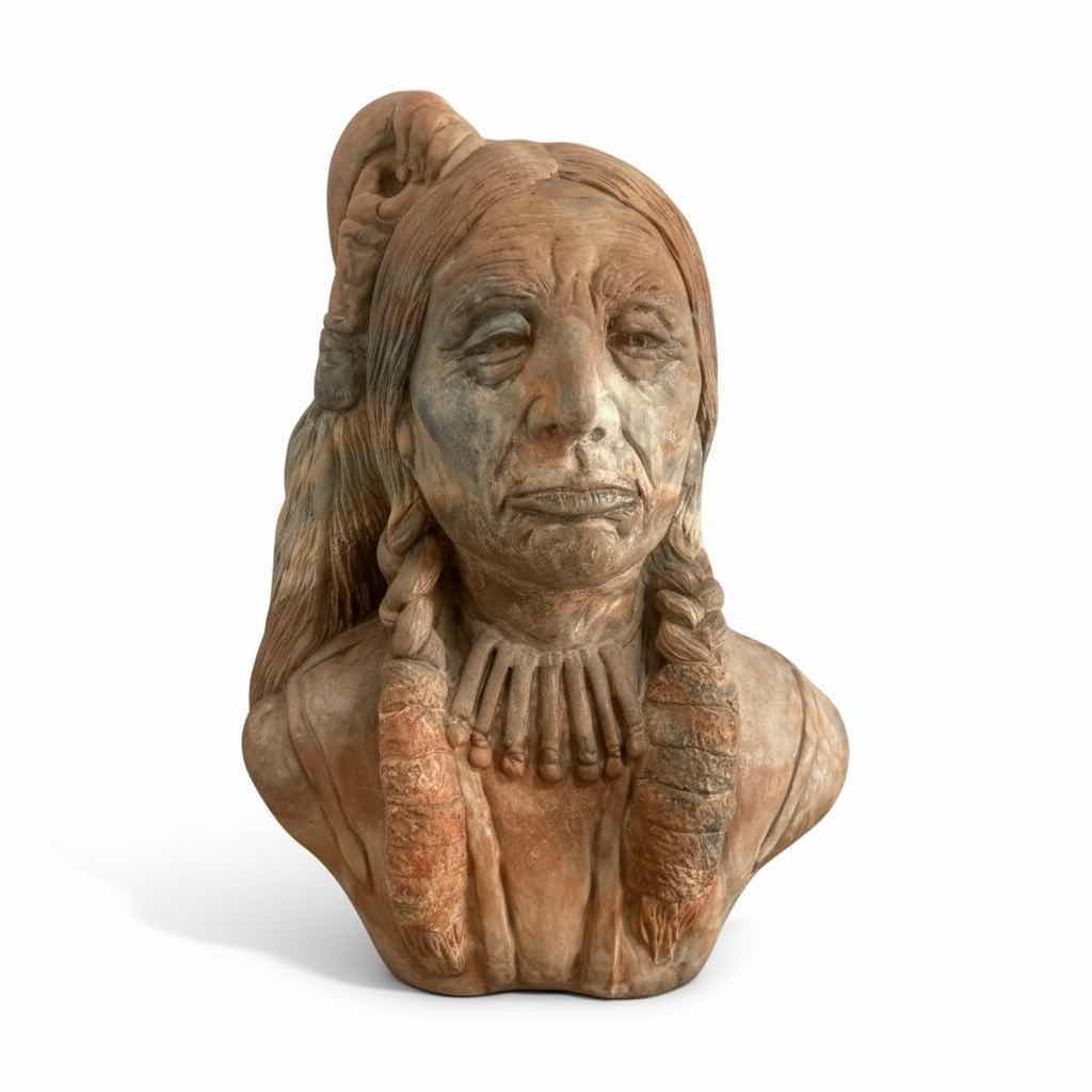 Photo 1 of VERY HEAVY COMPOSITE COMANCHE CHIEF INDIAN BUST H16SMA.5”