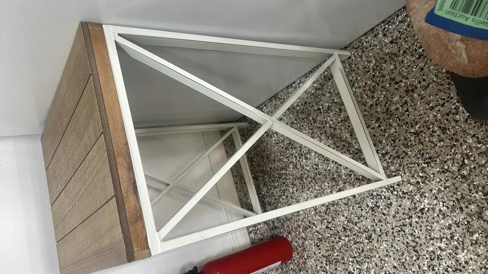 Photo 1 of METAL AND WOOD TABLE 18 1/2“ x 13“ x H24“