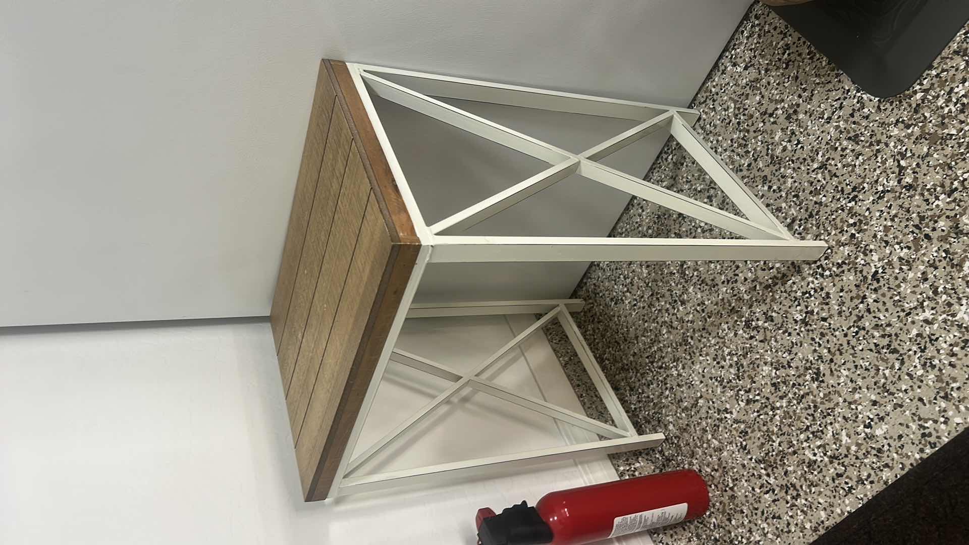 Photo 1 of METAL AND WOOD TABLE 18 1/2“ x 13“ x H24“