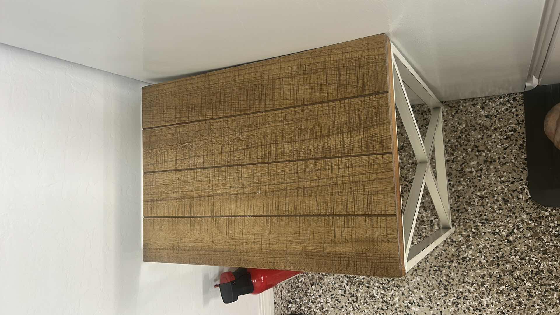 Photo 1 of METAL AND WOOD TABLE 18 1/2“ x 13“ x H24“