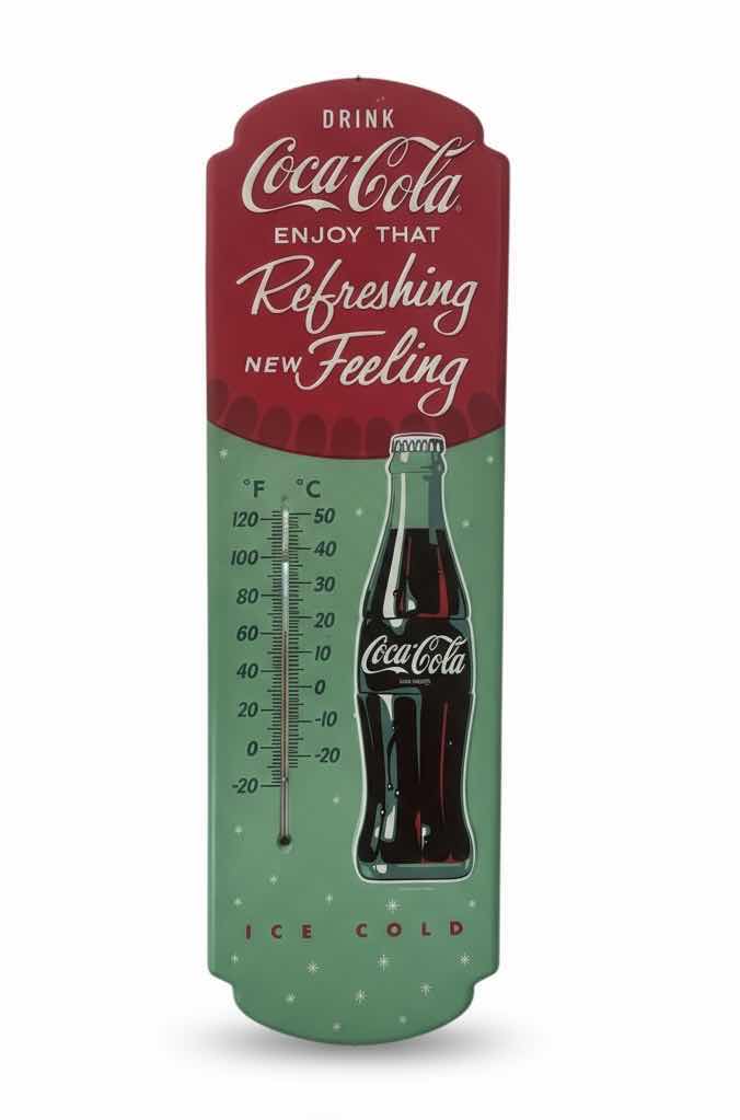 Photo 1 of TIN COCA COLA THERMOMETER 8 1/2” x H27”