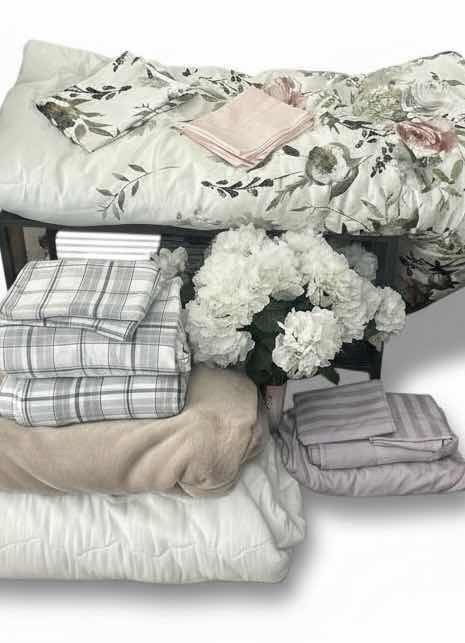 Photo 1 of FRESHLY LAUNDERED QUEEN COMFORTER, PILLOW CASES, SHEETS, BLANKET, MATTRESS COVER AND FLOWERS