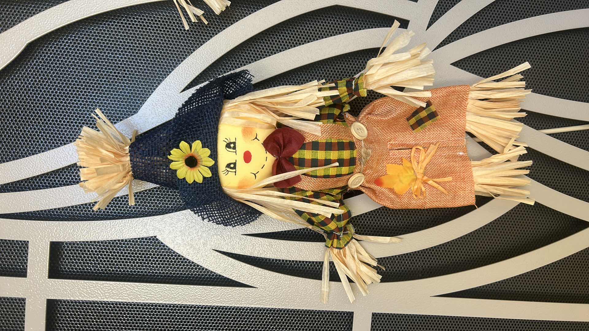 Photo 1 of 2 OUTDOOR FAUX FALL FLORAL ARRANGEMENTS H27” (POTS ARE HARD PLASTIC) AND  2 SCARECROWS H17”