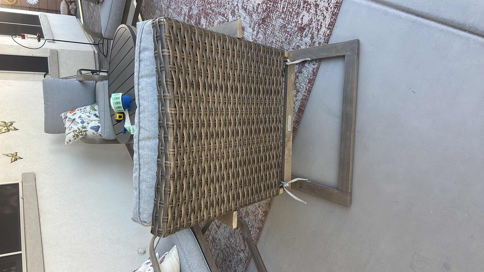 Photo 1 of HAMPTON BAY WOOD METAL AND RATTAN PILLOW MAY VARY