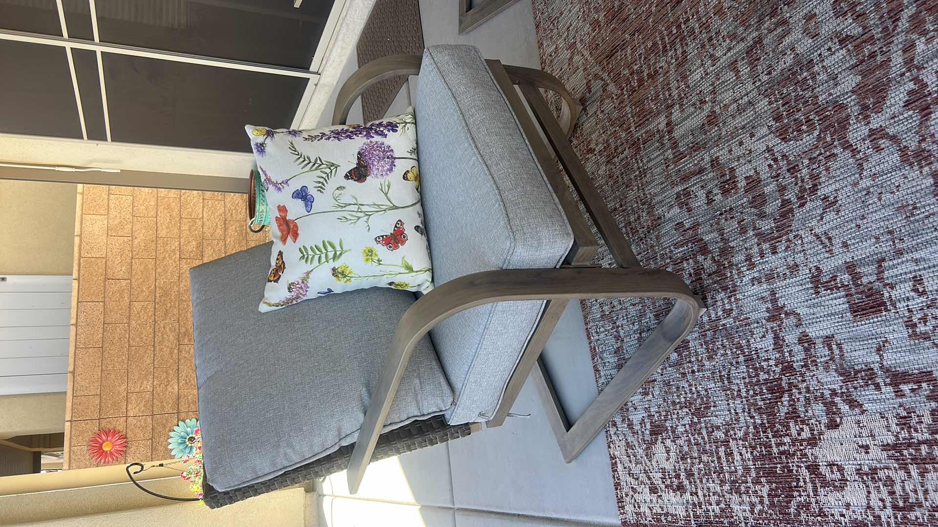 Photo 1 of HAMPTON BAY WOOD METAL AND RATTAN PILLOW MAY VARY