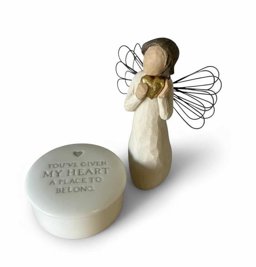 Photo 1 of 2 - WILLOW TREE ANGEL OF MY HEART H5” & CERAMIC BOX WITH HEART