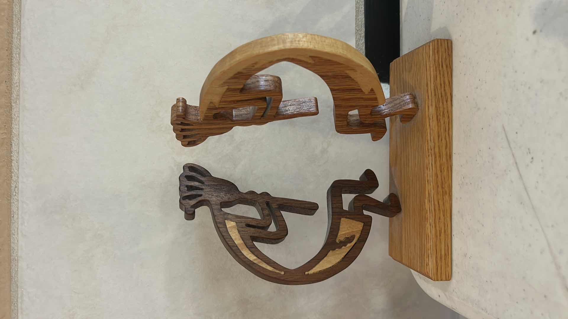 Photo 1 of 2 PC HOME DECOR- MINIATURE METAL BOAR WITH TURQUOISE HEART & WOODEN KOKOPELLI’S H7”