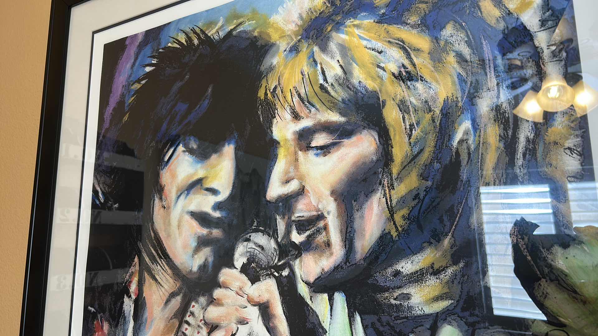 Photo 1 of BLACK FRAMED, ARTIST SIGNED,  ROD STEWART, “RONNIE AND ROD” NUMBERED ARTWORK WITH COA 38“ x H32“