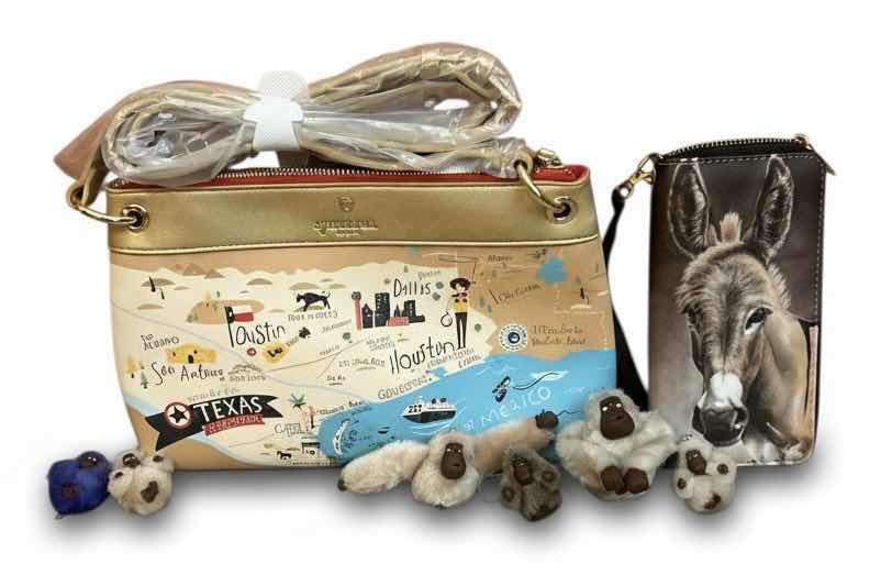 Photo 1 of 1 NEW WOMENS SPARTINA 449 TEXAS HANDAG, NEW DONKEY WALLET AND 6 MONKEYS
