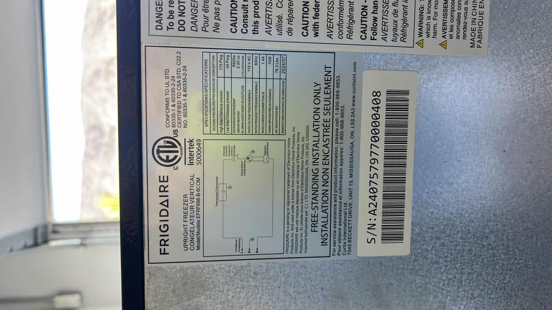 Photo 1 of FRIGIDAIRE UPRIGHT FREEZER