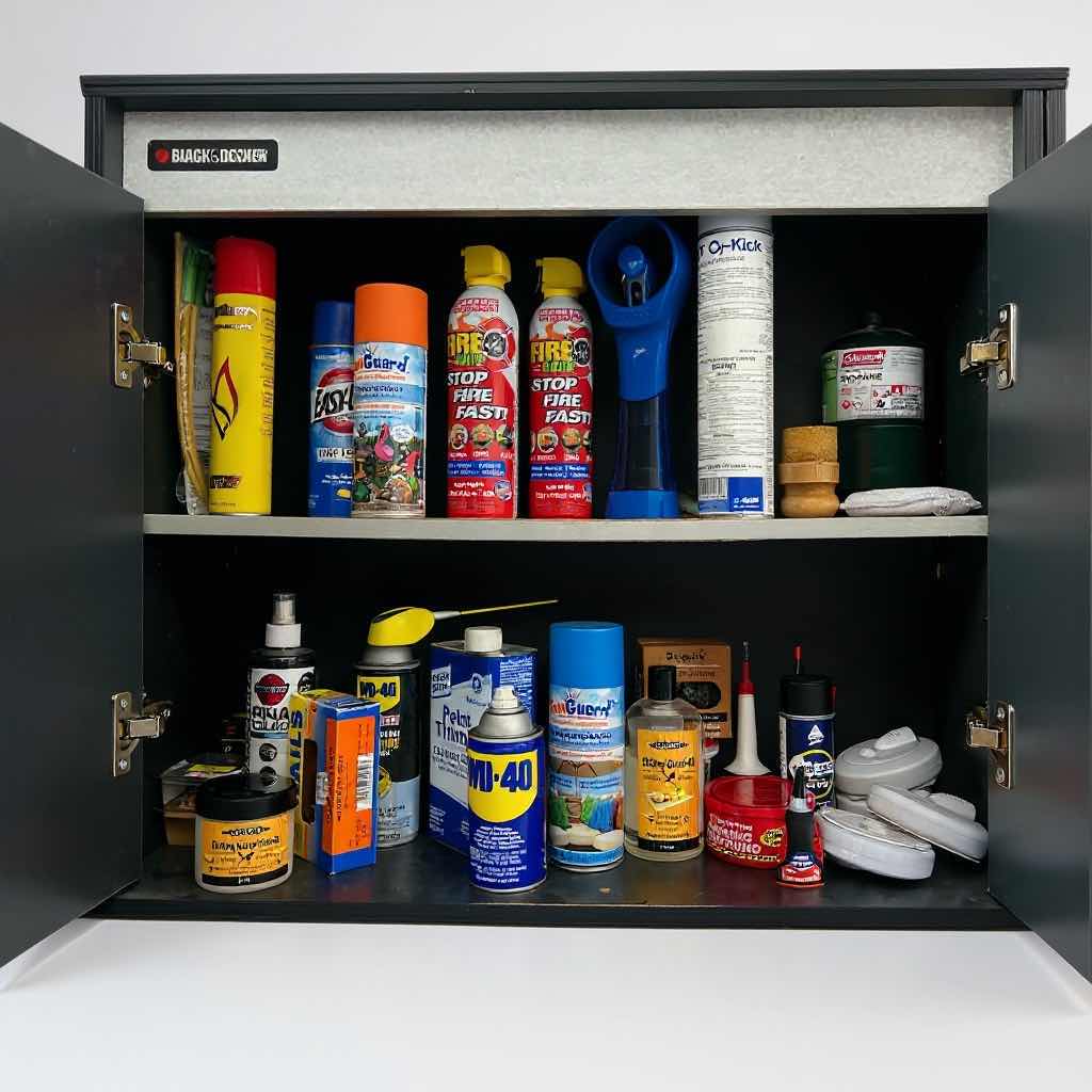 Photo 1 of CONTENTS IN CABINET - CLEANING SUPPLIES