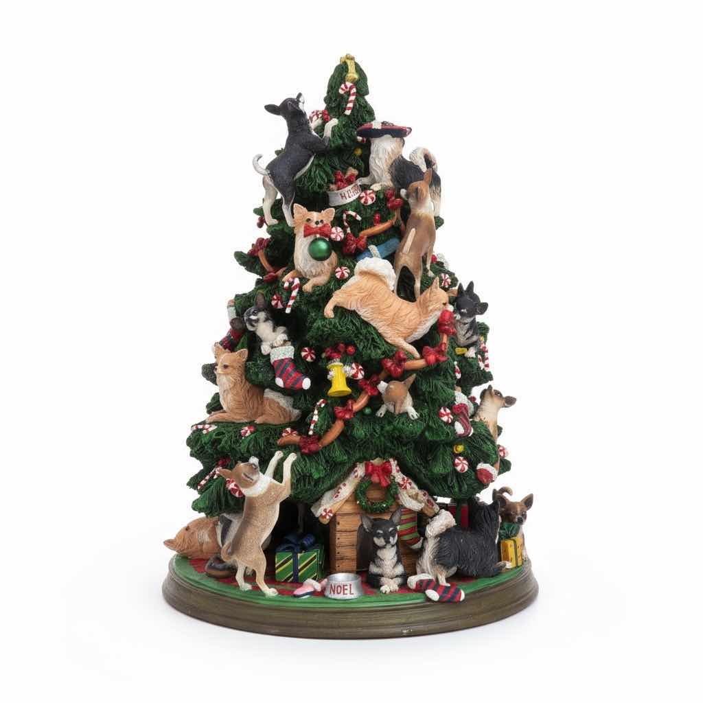 Photo 1 of DANBURY MINT CHIHUAHUA LIGHTED CERAMIC CHRISTMAS TREE