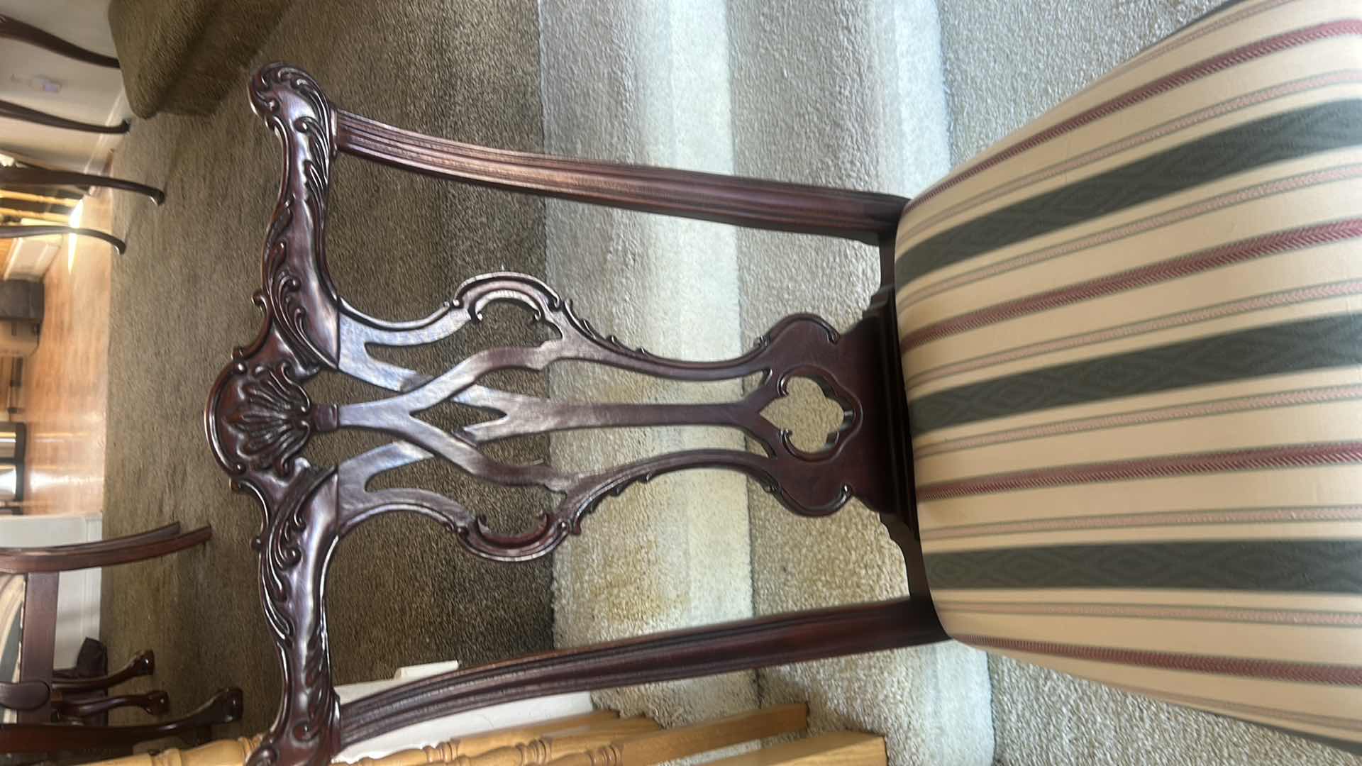 Photo 1 of THOMASVILLE CHIPPENDALE MAHOGANY DINING CHAIR WITH BALL AND CLAW FEET
SIDE CHAIR 24” x 22” x H41”