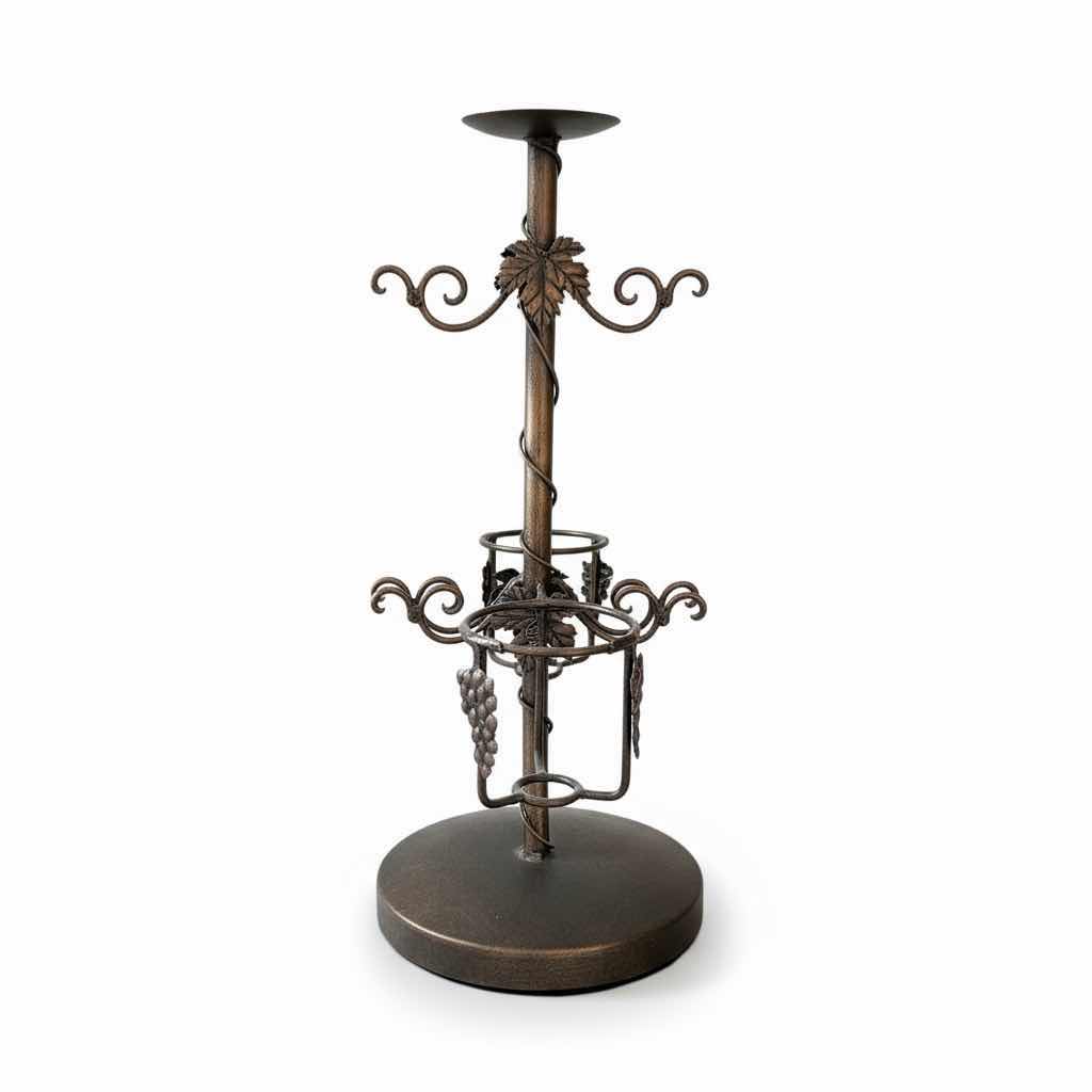 Photo 1 of METAL CANDLE HOLDER AND WINE BOTTLE STAND H23”