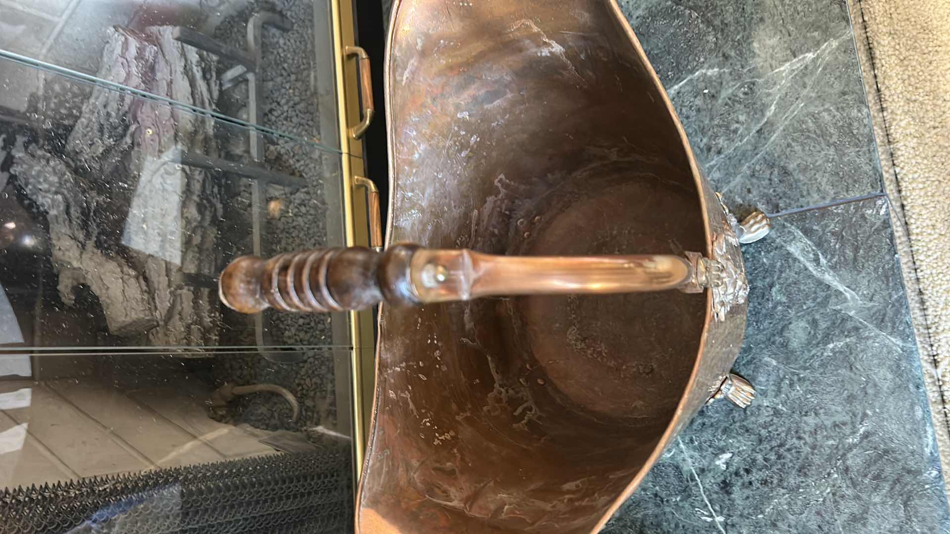 Photo 1 of COPPER AND BRASS LOG HOLDER / FIREWOOD BASKET 17“ x 10“ x H17“