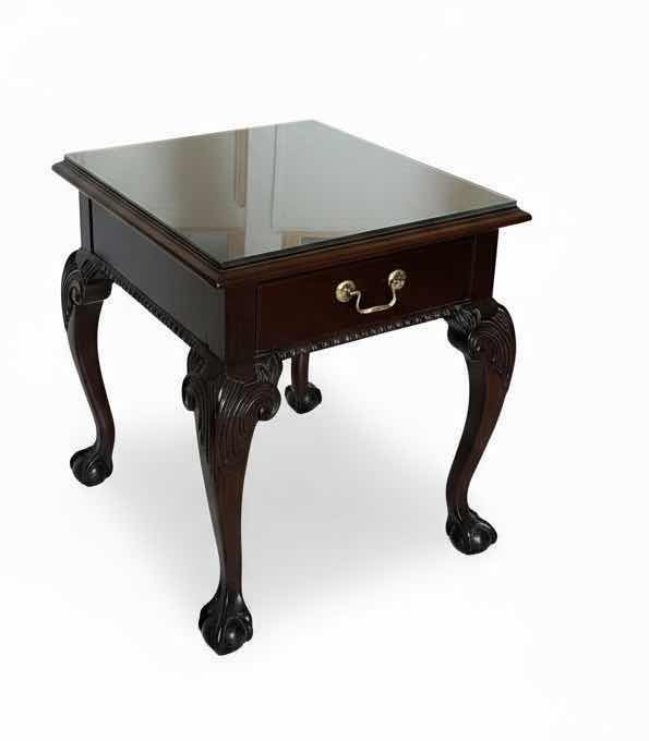 Photo 1 of THOMASVILLE TRADITIONAL STYLE MAHOGANY SIDE TABLE WITH BALL AND CLAW FEET 21“ x 26“ x H23“