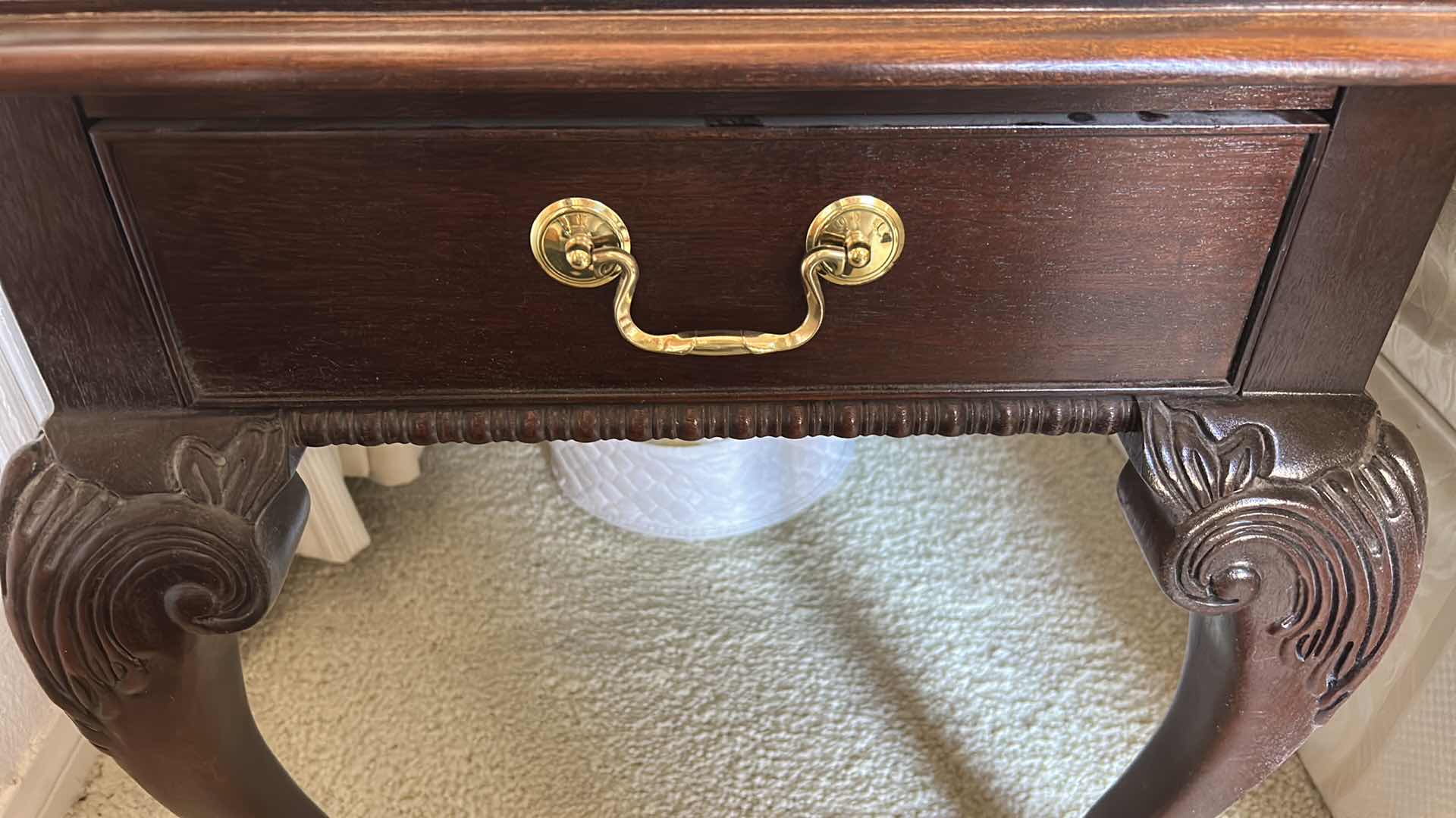 Photo 1 of THOMASVILLE TRADITIONAL STYLE MAHOGANY SIDE TABLE WITH BALL AND CLAW FEET 21“ x 26“ x H23“