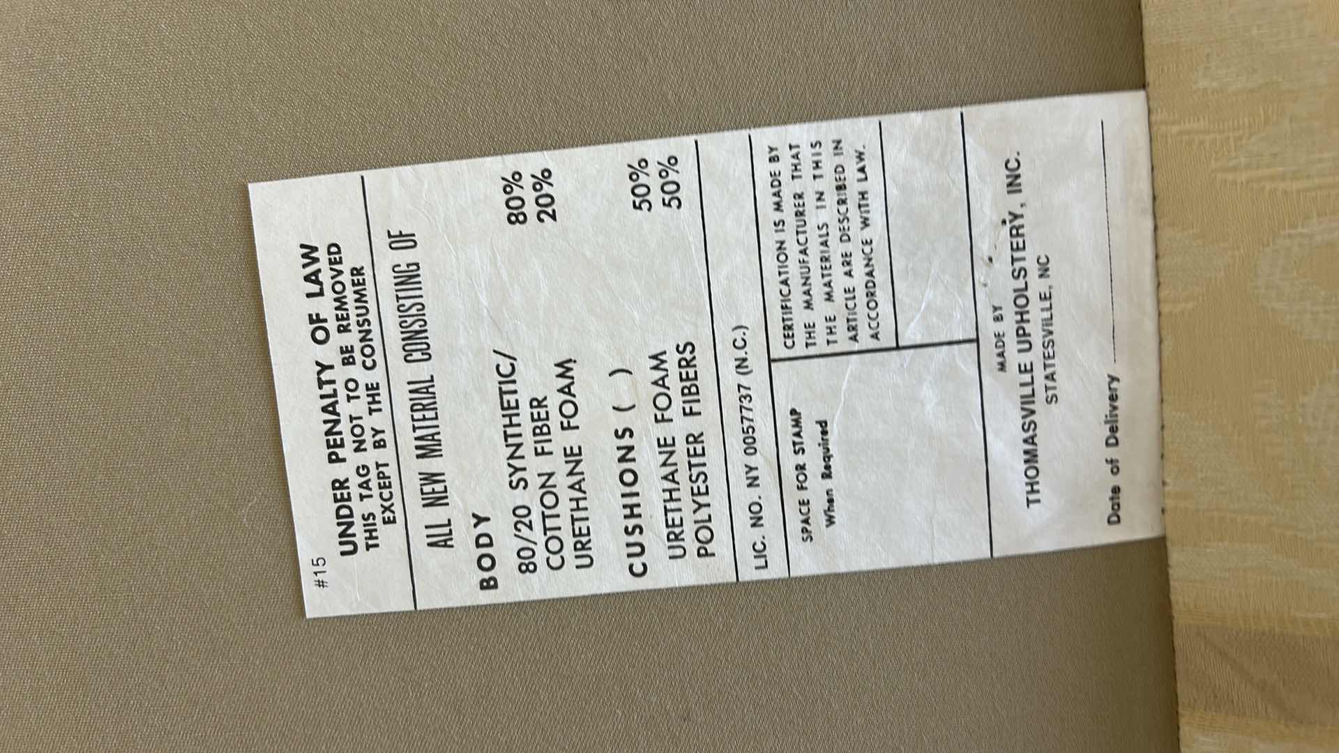 Photo 1 of 8’ THOMASVILLE UPHOLSTERED 0FFWHITE PATTERNED SOFA W ROLLED ARMS