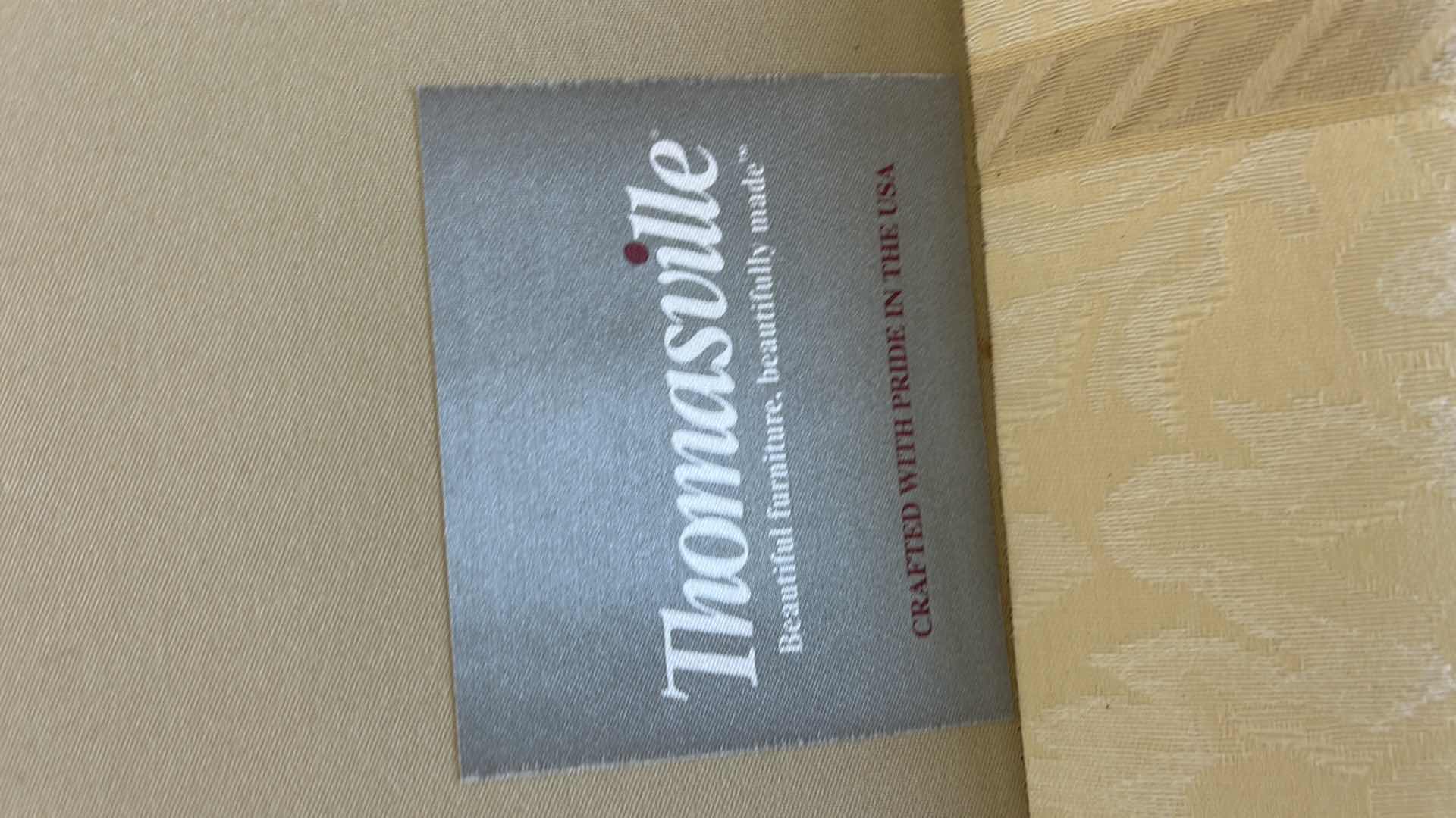 Photo 1 of 8’ THOMASVILLE UPHOLSTERED 0FFWHITE PATTERNED SOFA W ROLLED ARMS