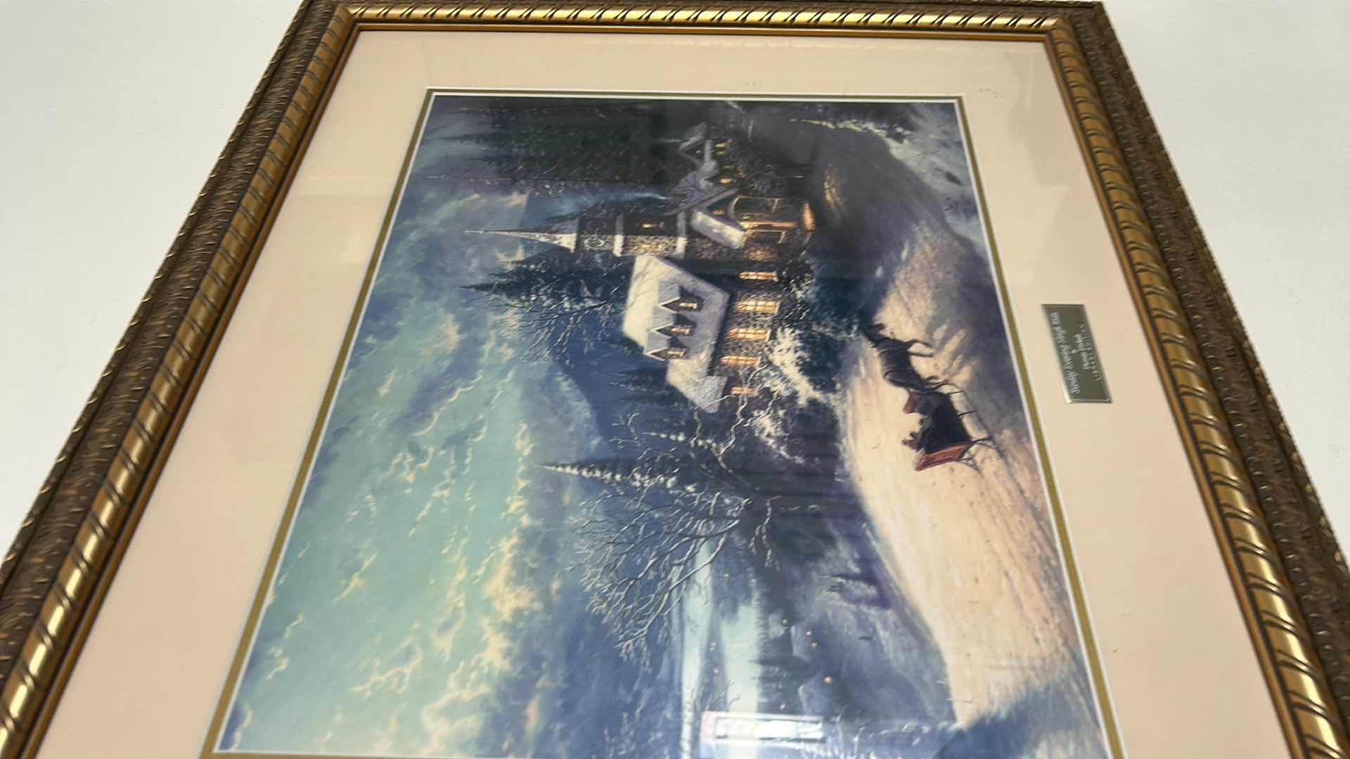 Photo 1 of GOLD FRAMED, “SUNDAY EVENING SLEIGH RIDE” BY THOMAS KINKADE LIBRARY EDITION 30 1/4“ x H26 1/2“