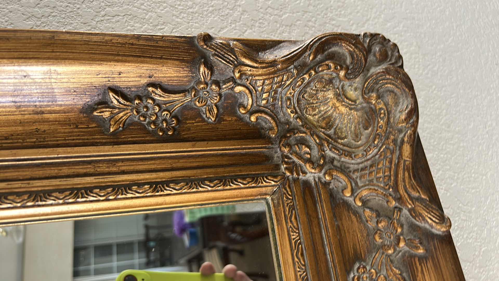 Photo 1 of ORNATE  GOLD WOOD FRAMED MIRROR 27 1/2“ x H46“