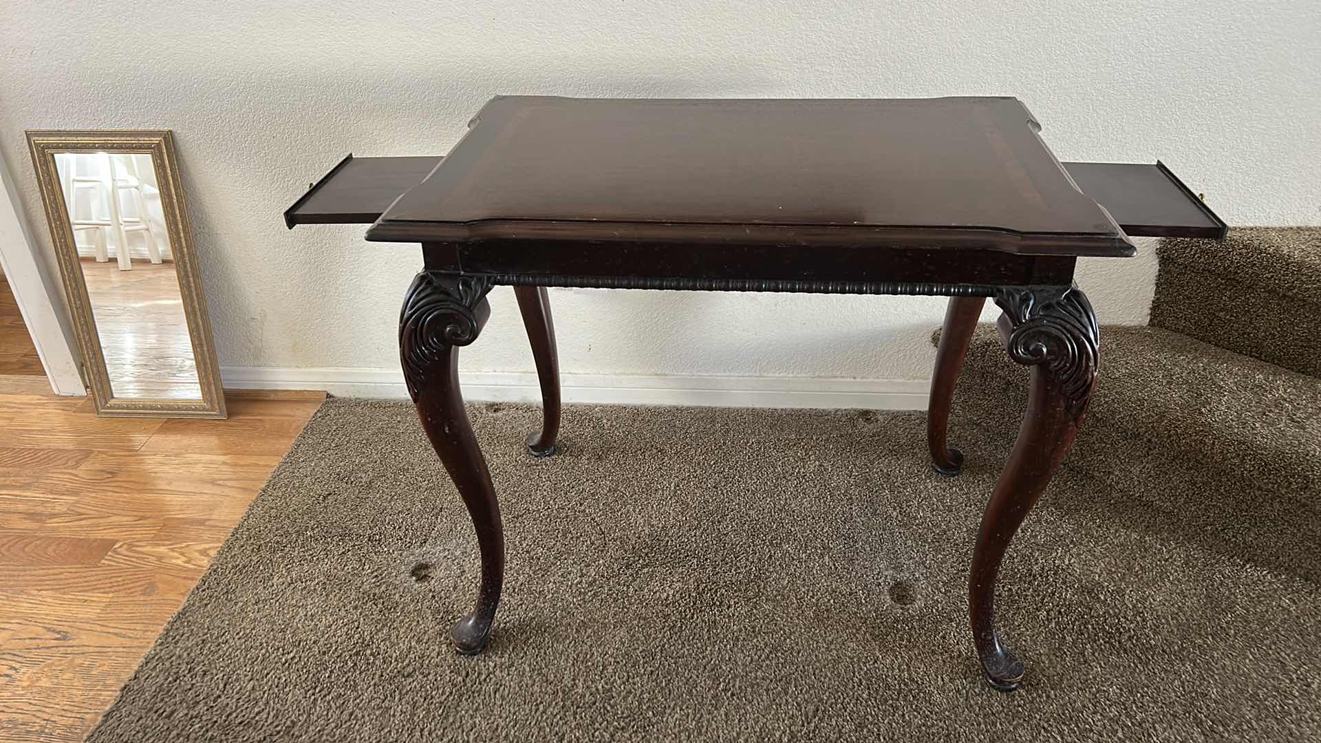 Photo 1 of THOMASVILLE MAHOGANY TABLE WITH TWO PULL OUTS  32 1/2” x 22 1/2” x H27 1/2” (COMES WITH GLASS TOP)