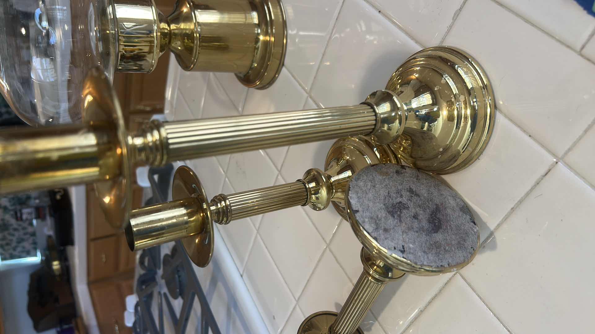 Photo 1 of 4 BRASS TONE CANDLE HOLDERS (TALLEST H12”)