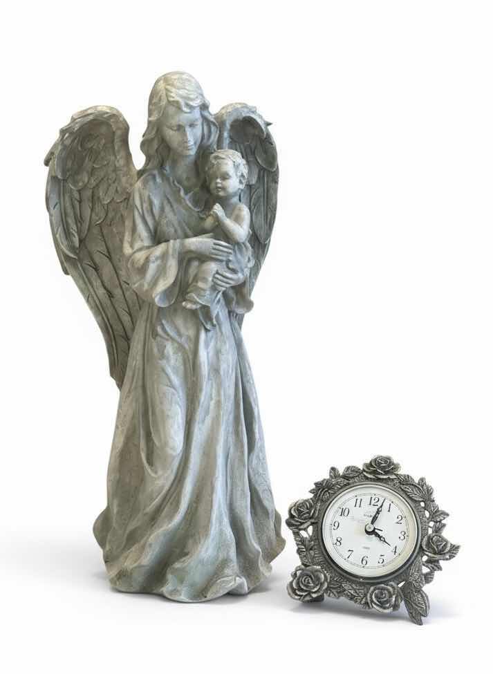 Photo 1 of RESIN ANGEL H16”AND METAL CLOCK