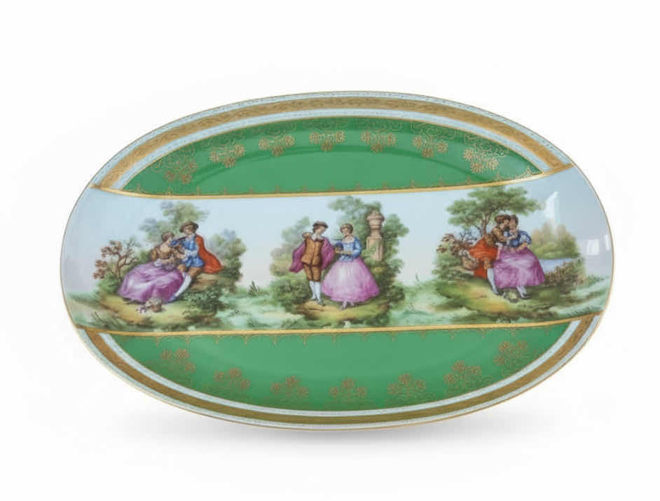 Photo 1 of ANTIQUE DECORATIVE PORCELAIN PLATE FROM BAVARIA “Hutschenreuther” 10” x 15”