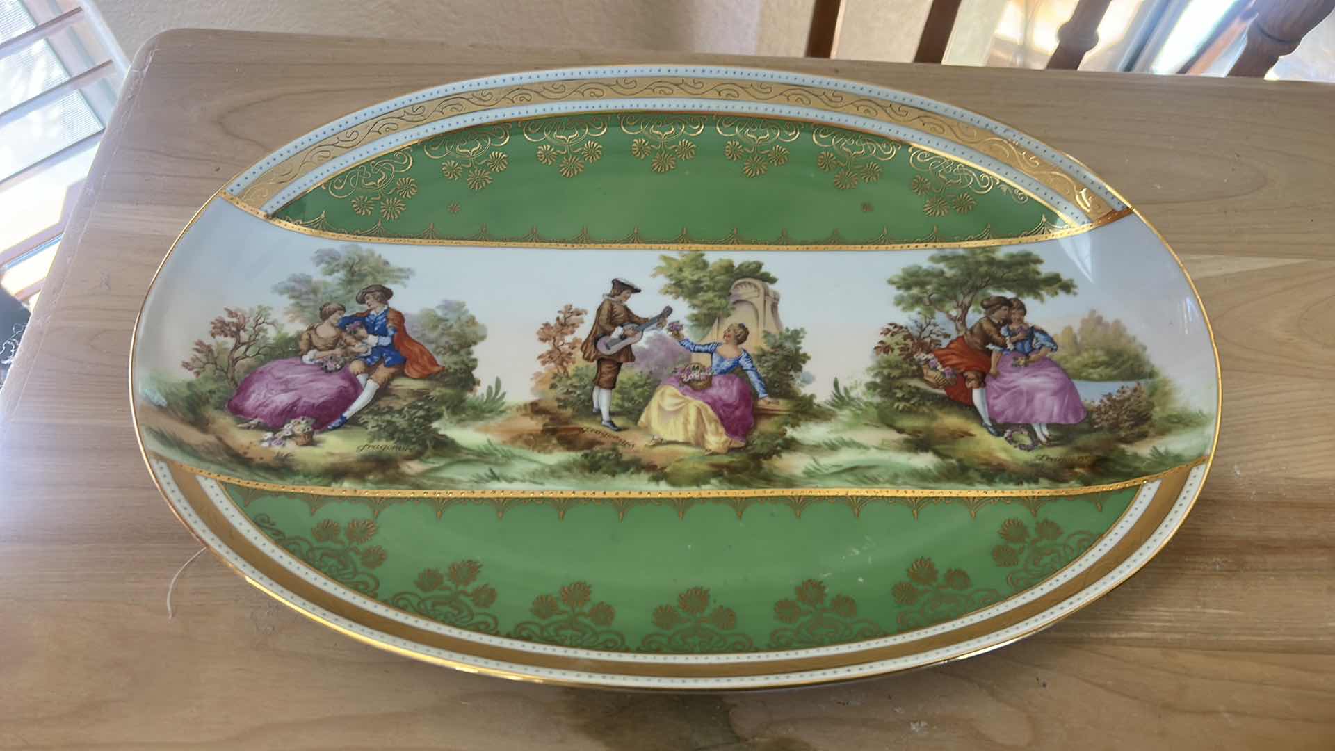 Photo 1 of ANTIQUE DECORATIVE PORCELAIN PLATE FROM BAVARIA “Hutschenreuther” 10” x 15”