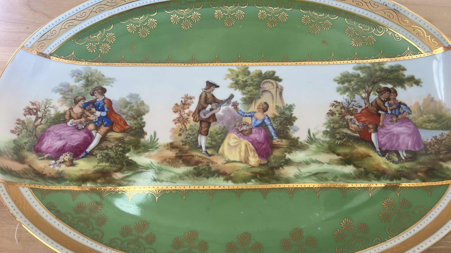 Photo 1 of ANTIQUE DECORATIVE PORCELAIN PLATE FROM BAVARIA “Hutschenreuther” 10” x 15”