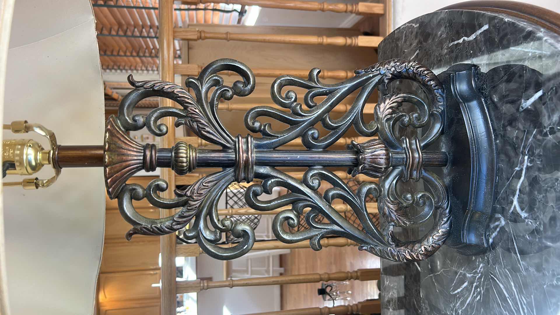 Photo 1 of ANTIQUE BRONZE FINISHED  CERAMIC TABLE LAMP H32”