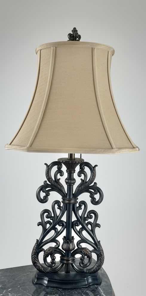 Photo 1 of ANTIQUE BRONZE FINISHED  CERAMIC TABLE LAMP H32”