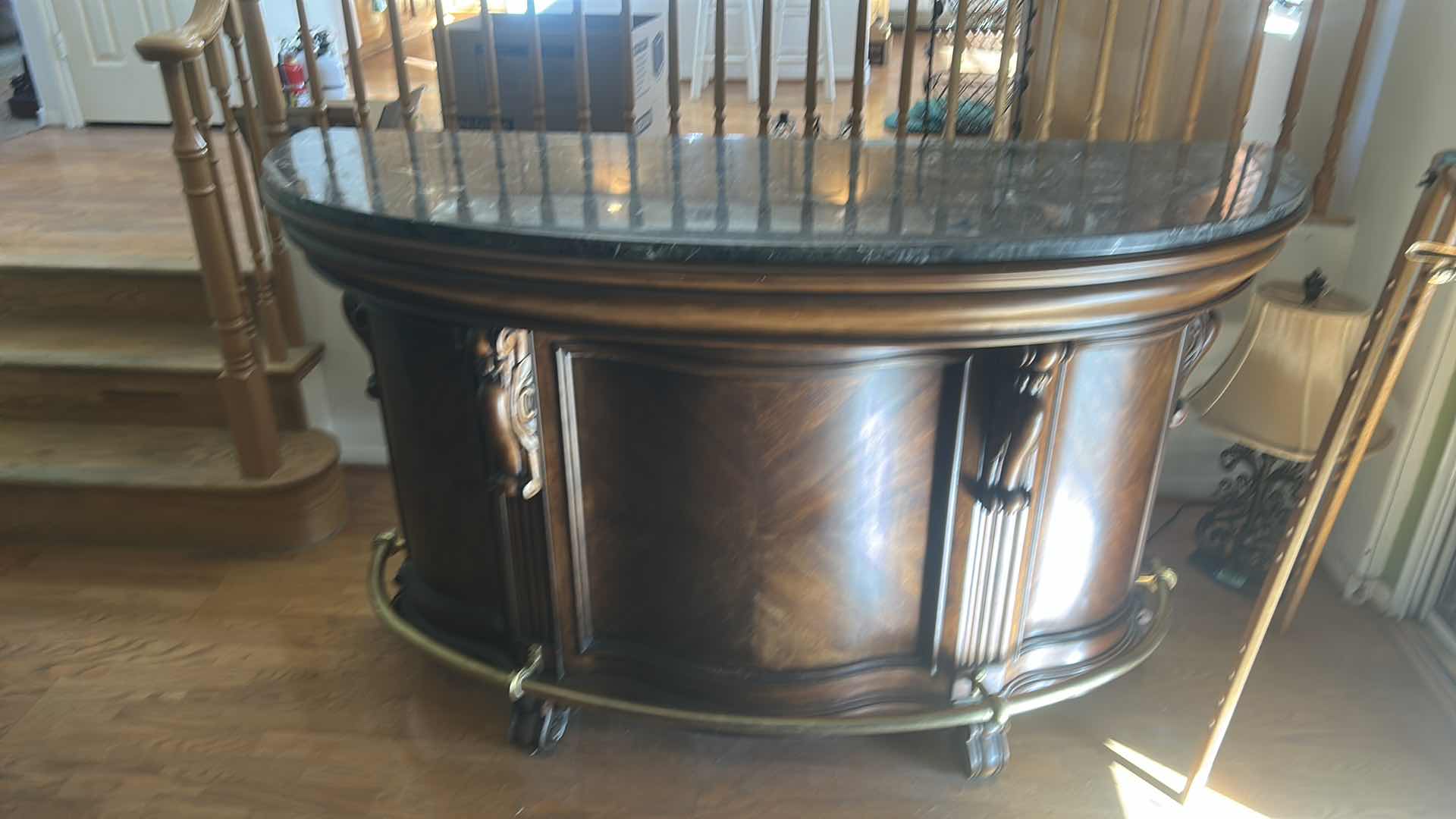 Photo 1 of PULASKI WOOD BAR WITH MARBLE TOP 6‘ x 25 1/2“ x H43“