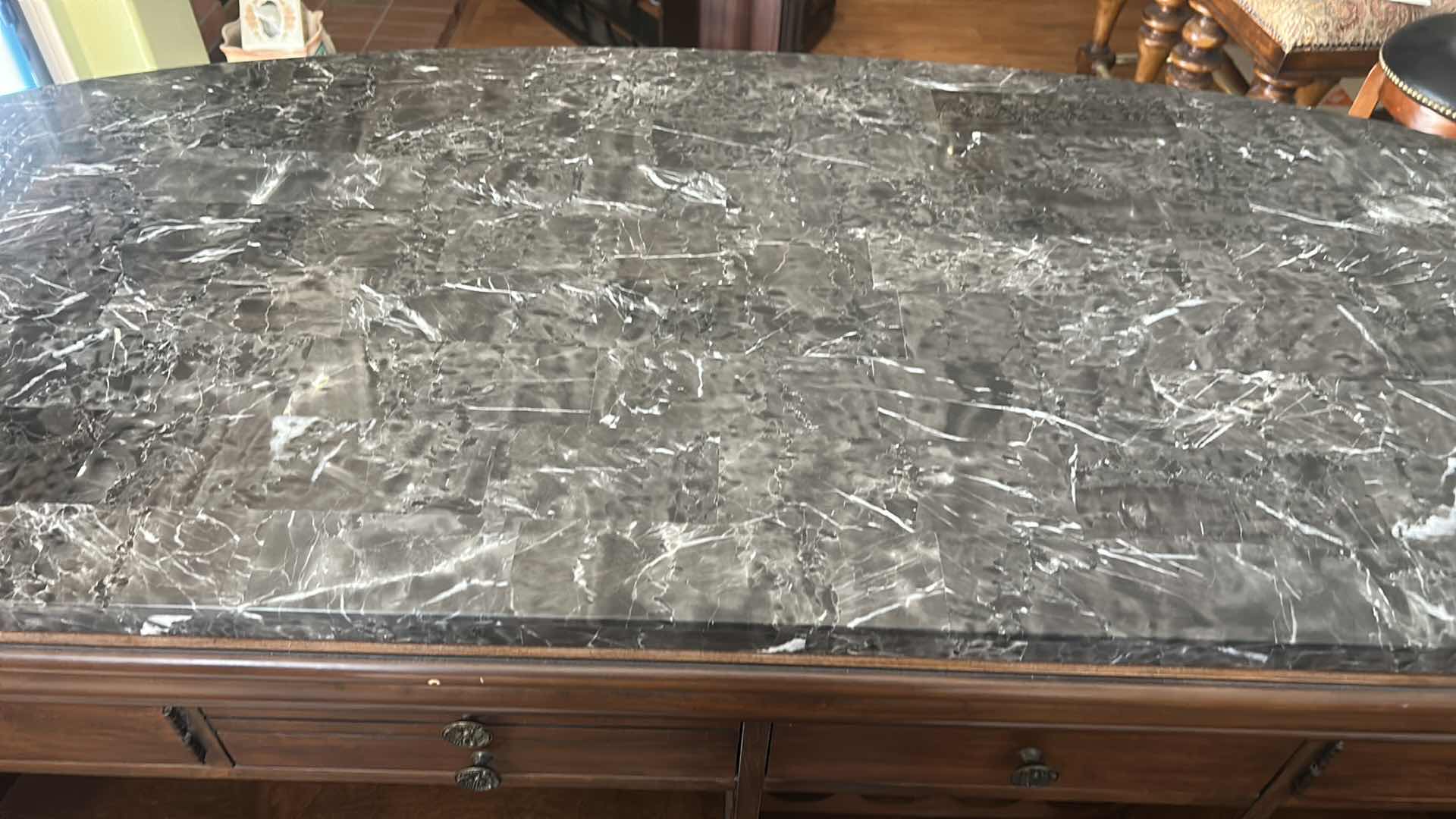 Photo 1 of PULASKI WOOD BAR WITH MARBLE TOP 6‘ x 25 1/2“ x H43“