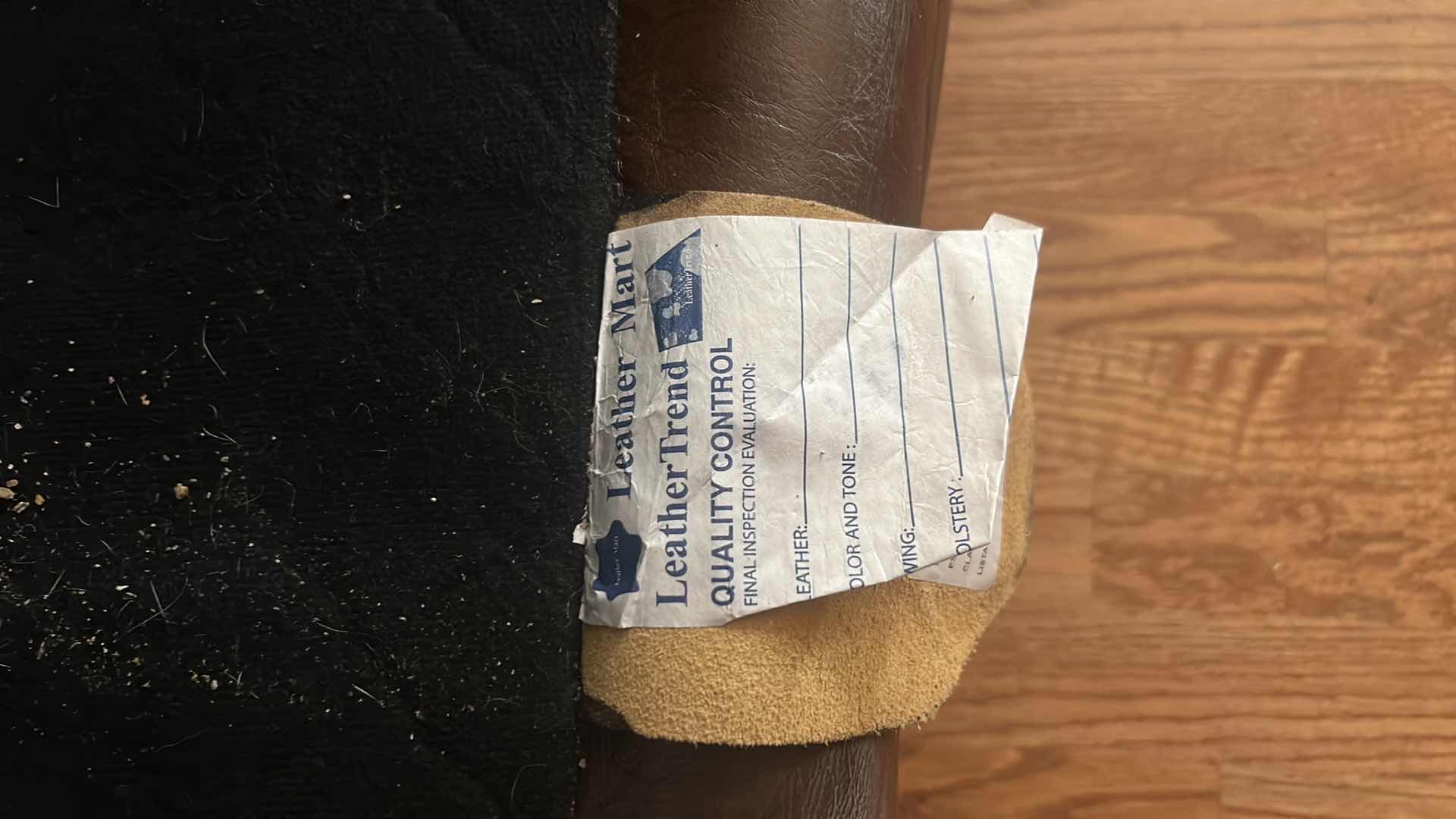 Photo 1 of BROWN LEATHER LOVESEAT WITH NAIL HEAD TRIM AND WOOD BASE & LEGS  69“ x 39“ x H36“