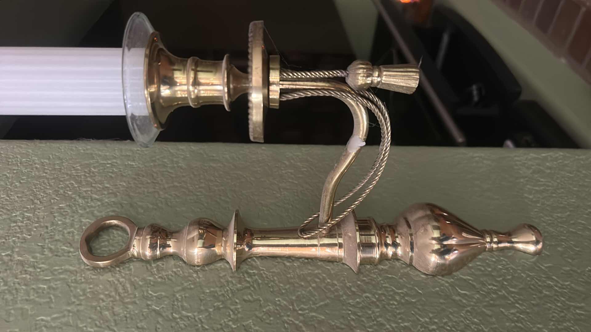 Photo 1 of PAIR OF VINTAGE WALL MOUNTED BRASS CANDLE HOLDERS H12”