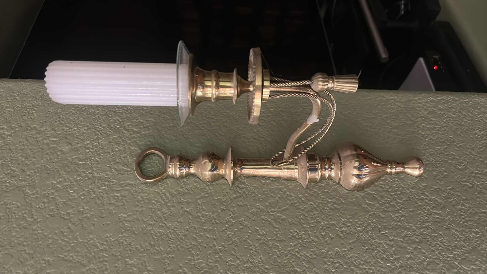 Photo 1 of PAIR OF VINTAGE WALL MOUNTED BRASS CANDLE HOLDERS H12”