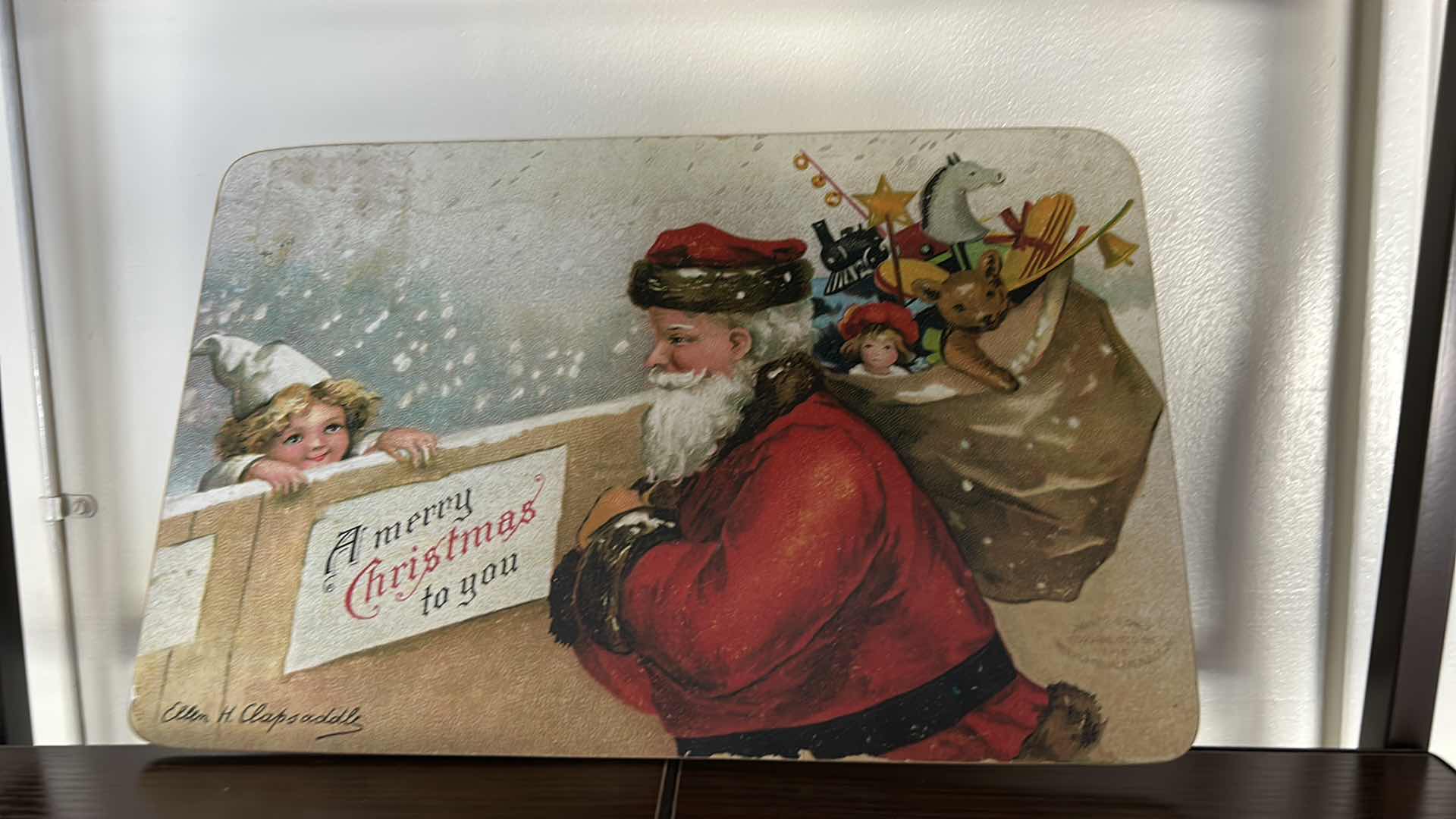 Photo 1 of 3 - MOONLIGHT & ROSES WOODEN CHRISTMAS DECORATIONS/ARTWORK 16” x 10 1/2”