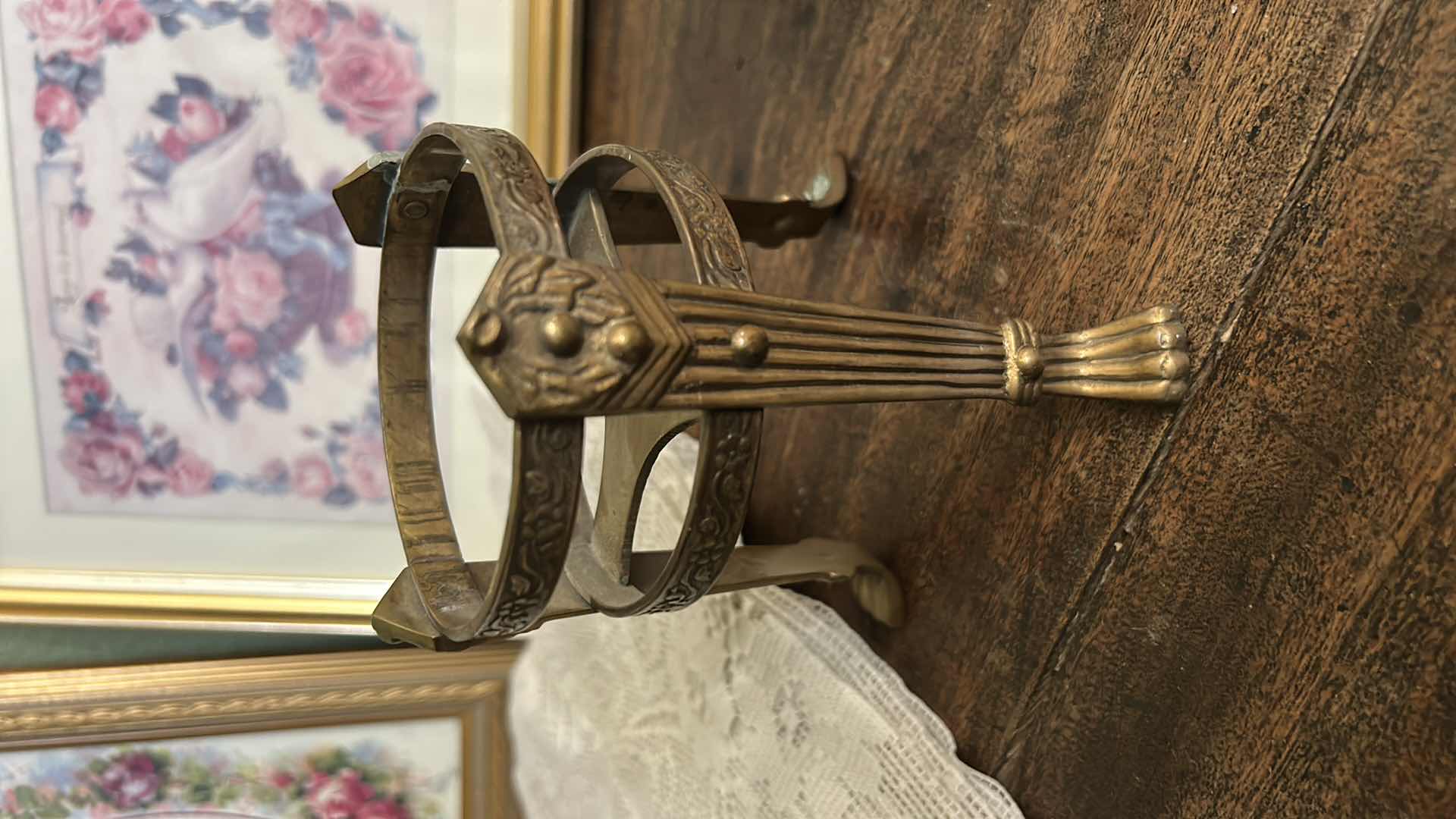 Photo 1 of LACE PANEL, 2 GOLD FRAMED ARTWORK PCS AND HOME DECOR ITEMS